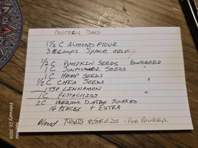 Natronas recipes. Week 14 - Pg1 protein powder recipe