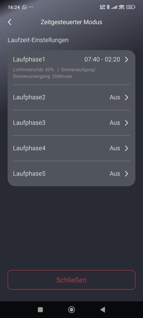 White Widow F1 Auto. Week 5 - Licht