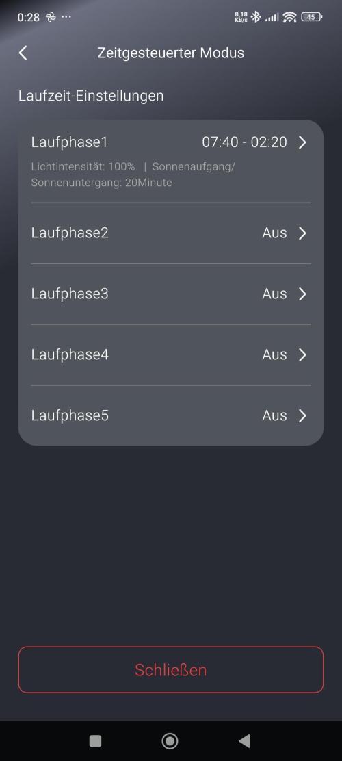 White Widow F1 Auto. Week 8 - Licht