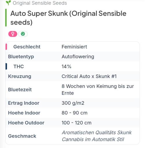 Auto Super Skunk - Sensible Seeds. Week 0