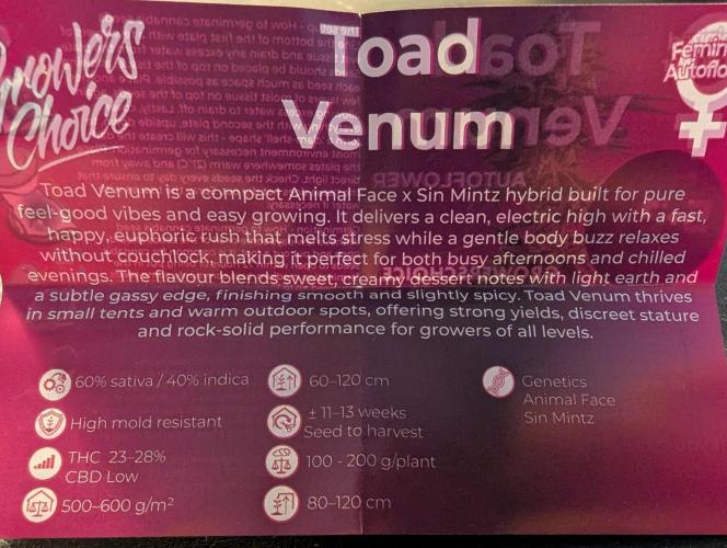 Toad Venum Auto - Growers Choice. Week 0