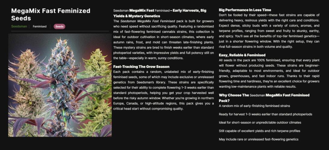 Seedsman Mega Mix Fast 2025. Week 0