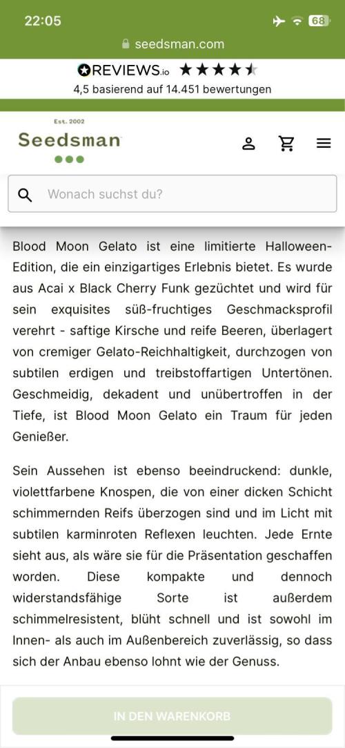 BMG Blood Moon Gelato. Week 0 - Description Breeder