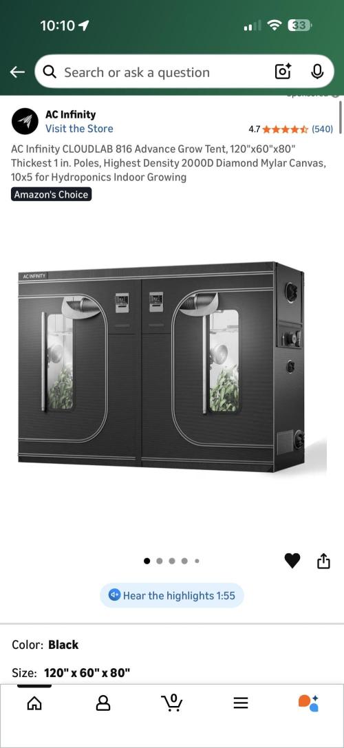 4’x8’ AI Control Tent: 5 Strains. Week 1