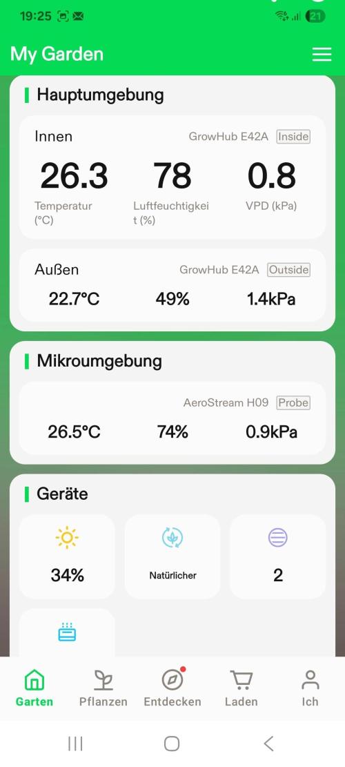 FÜNF FINGER Grow Cup. Week 1 - Mittwoch, 01.04.2026

Vivosun e42a Werte.
(glaube mein Einer sensor spinnt) 