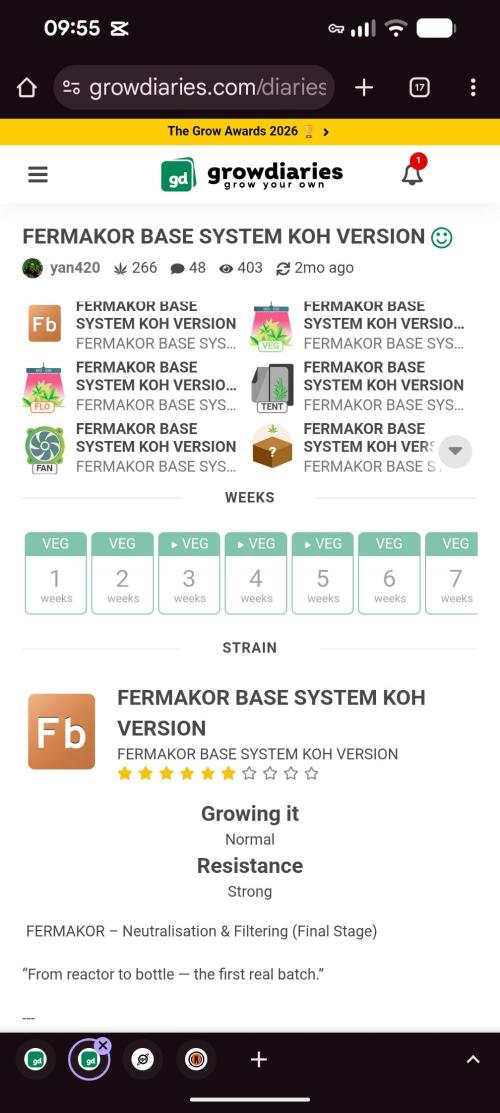 Nutrient inputs, Sunset Sherbet GF. Week 0