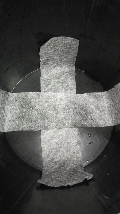 Gelatdos Jabb... My crossing.. Week 8 - Covered the holes with landscapers cloth. Adds extra air to the root zone.