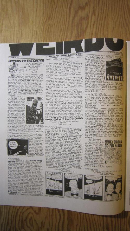 Runtz Mintz Cream by SnowShoe Joe. Week 7 - Weirdo #15... Weird letters from Weirdo's, to the editor.