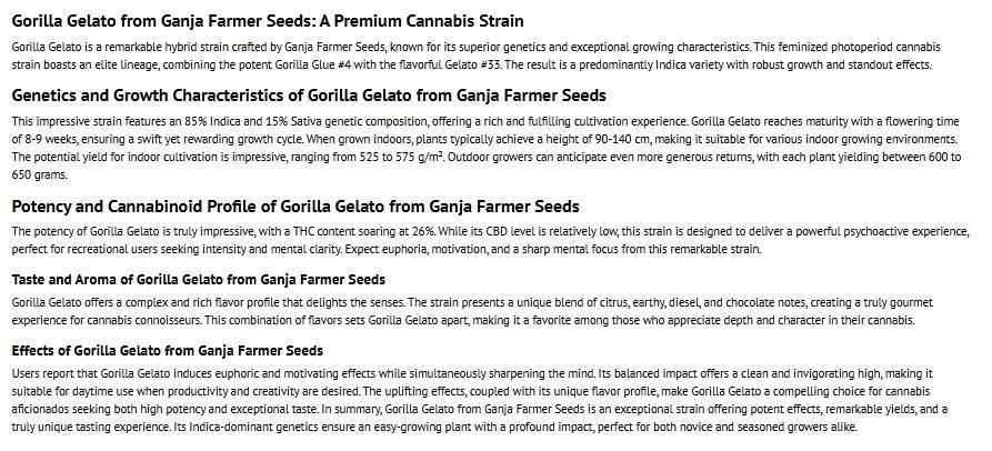 Gorilla Gelato - Ganja Seeds. Week 0 - Ganja Farmer - Seed Description.