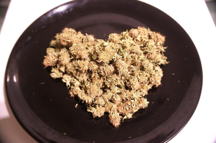 CBD Blue Shark🍌🤬⚧🏴‍☠️. Week 15 - low popcorn bud collected to form a heart