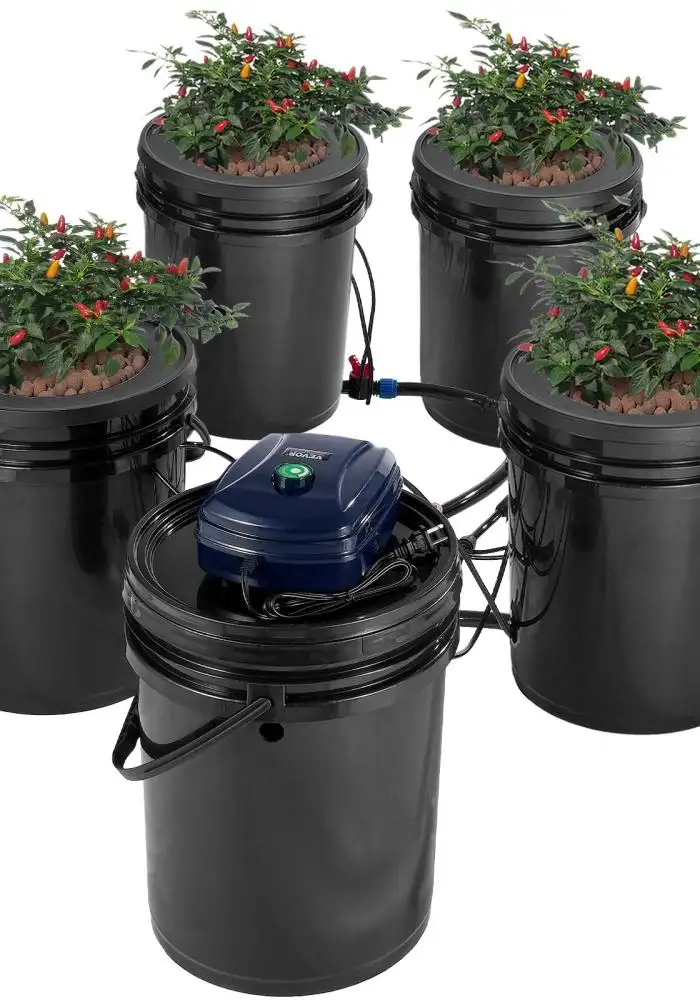 RDWC Hydroponics System Recirculating Deep Water Culture 4 Buckets 5 Gal 