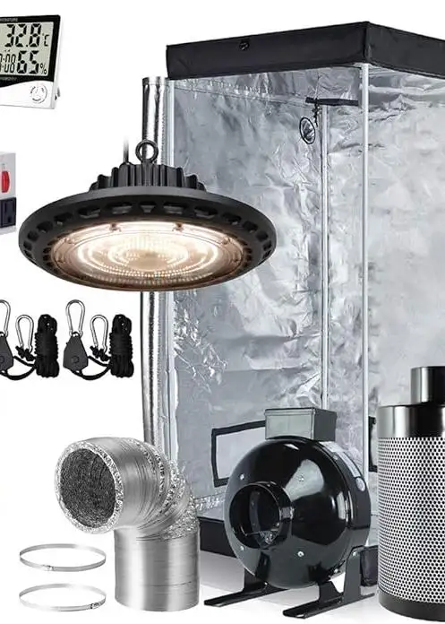 Grow Tent Complete Kit 32''x32''x63'' 300W UFO LED