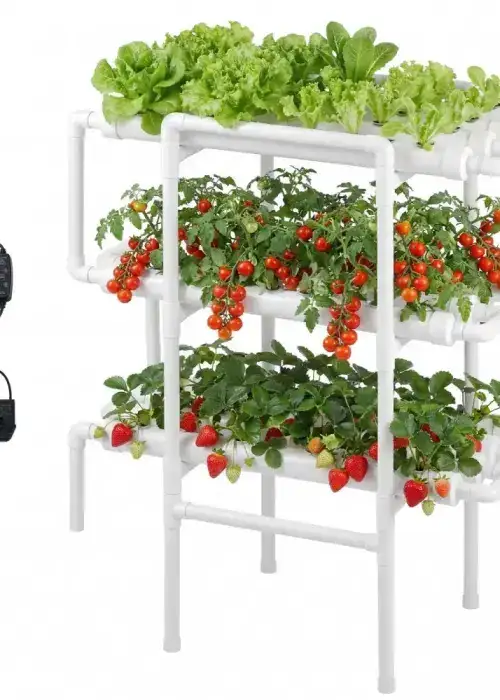 Hydroponics Growing System Kit UPVC Pipes 3-Tier 108 Sites (Timed Irrigation)