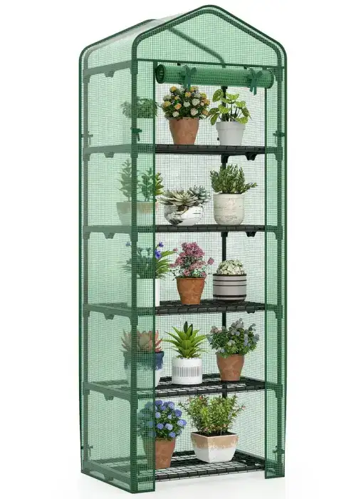 Mini Greenhouse Portable Plant Grow House with 5 Tier Shelves